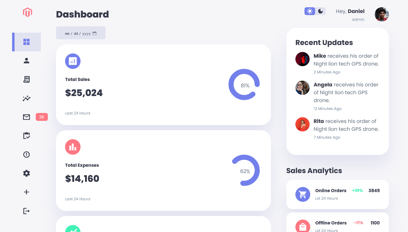 Admin dashboard