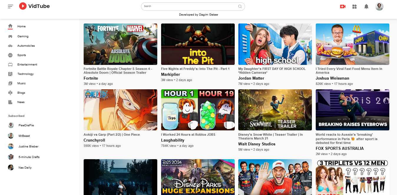 YouTube clone